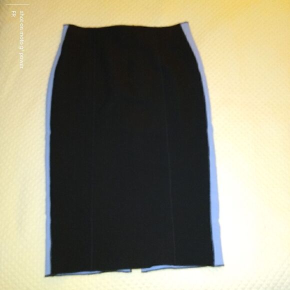 Amanda Wakeley Sz 6 black/blue pencil skirt - Picture 1 of 11